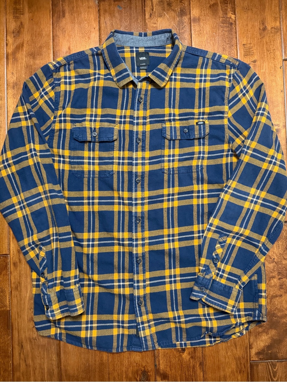 Vans Navy and Yellow Plaid Flannel Shirt
